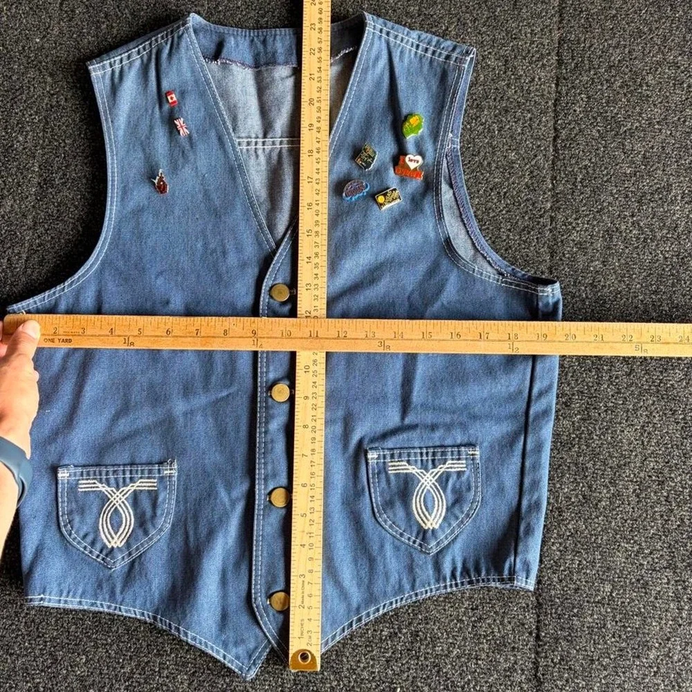 1970s denim levis style patchwork button vest